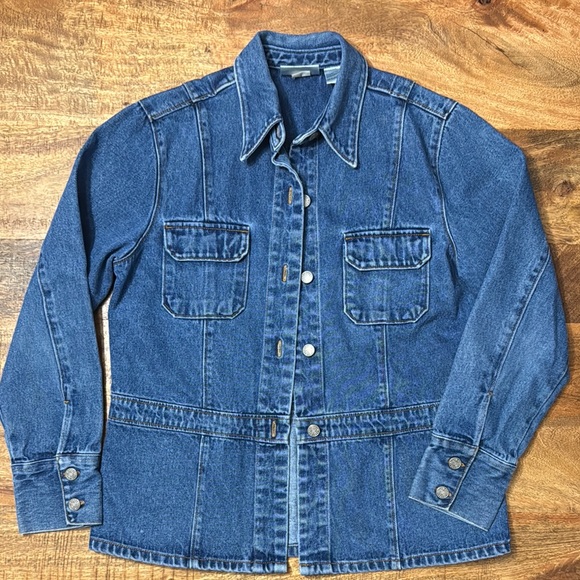 Veste Denim Vintage Bill Blass – Motif Floral, Taille L, Pour Femme – Occasion Très Bon état